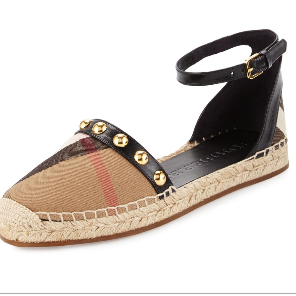 NWT burberry Abbingdon Studded Espadrille Flat